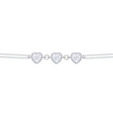 Asfour Crystal Chain Bracelet With Hearts Design In 925 Sterling Silver-BD0300
